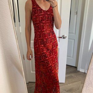 Red Velvet Sheer Maxi Dress